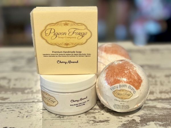 Cherry Almond Soap, Lotion, & Bath Bombs Set